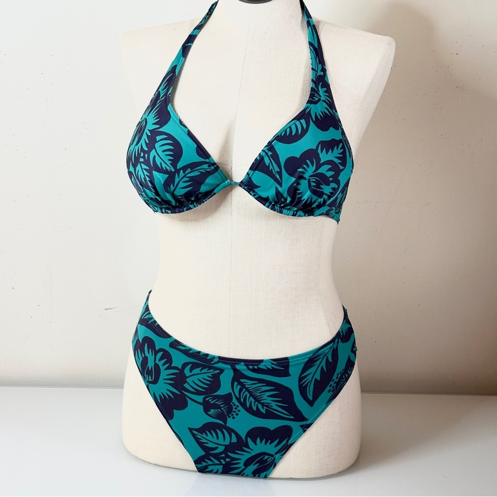 Victoria’s Secret 3-piece Tropical Halter Bikini 34C / S High Waist Bottom